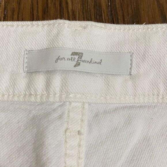 7FAM High Rise Paperbag Optic White Straight Leg Jeans NWOT - Picture 8 of 16